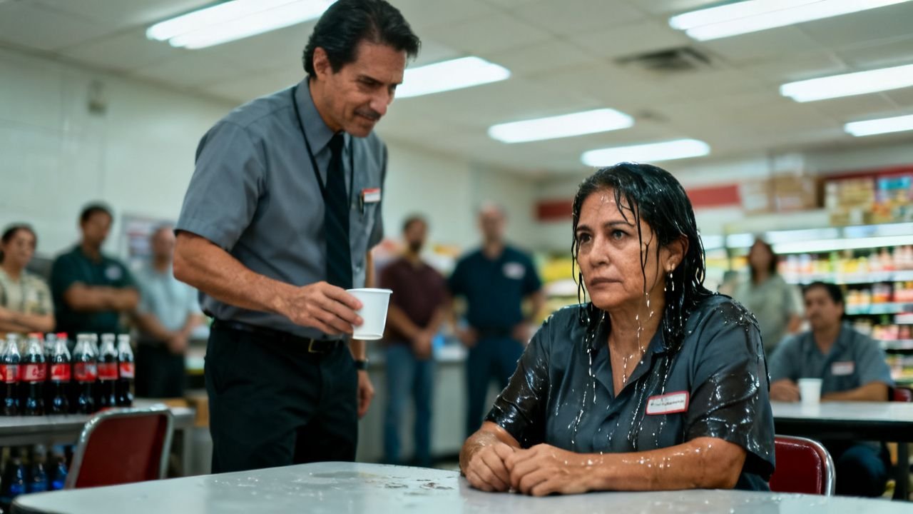 Empacadora de supermercado humillada en el comedor de empleados mientras el jefe de pasillo la confronta frente a sus compañe